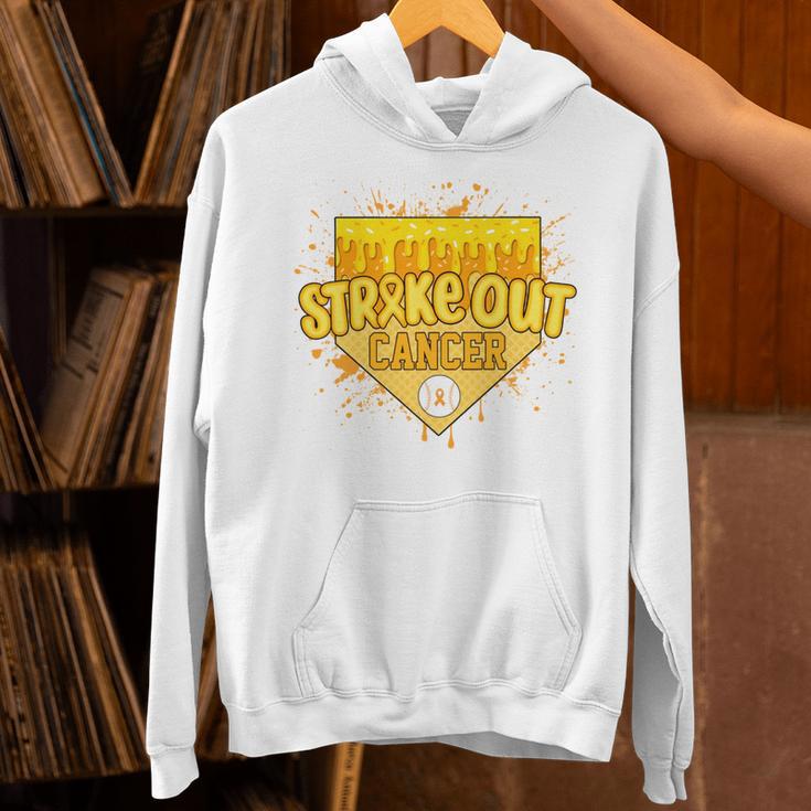 Strike Out Childhood Cancer Boys Baseball Drip Gold Ribbon Unisex Hoodie