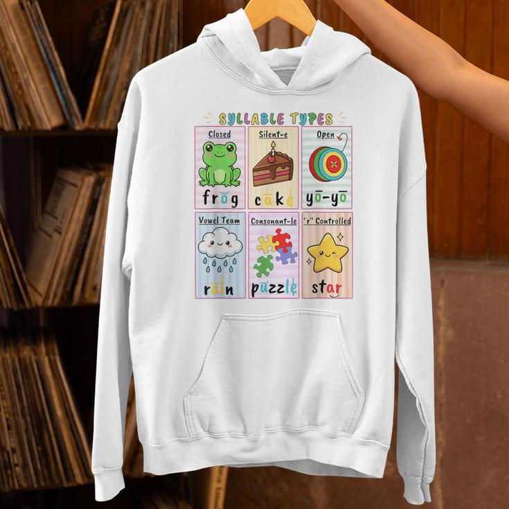 Syllable Types Teacher Phonics Reading Science Of Reading Unisex Hoodie