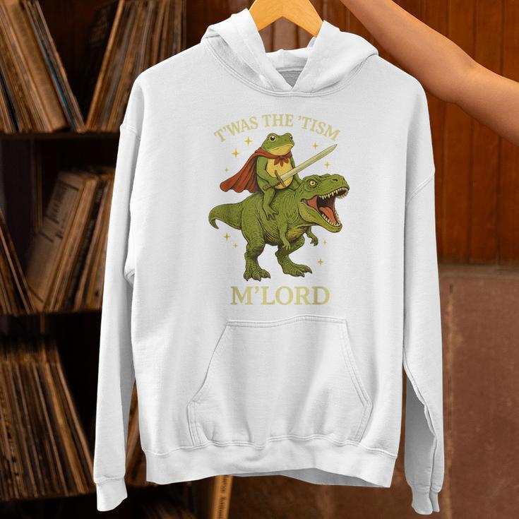 Twas The Tism M'lord Frog ライディング 恐竜 ファンタジー 中世 パーカー