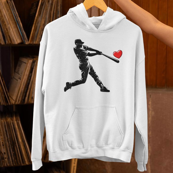 Valentines Day Baseball Batter Silhouette Heart Men Boys Kid Unisex Hoodie