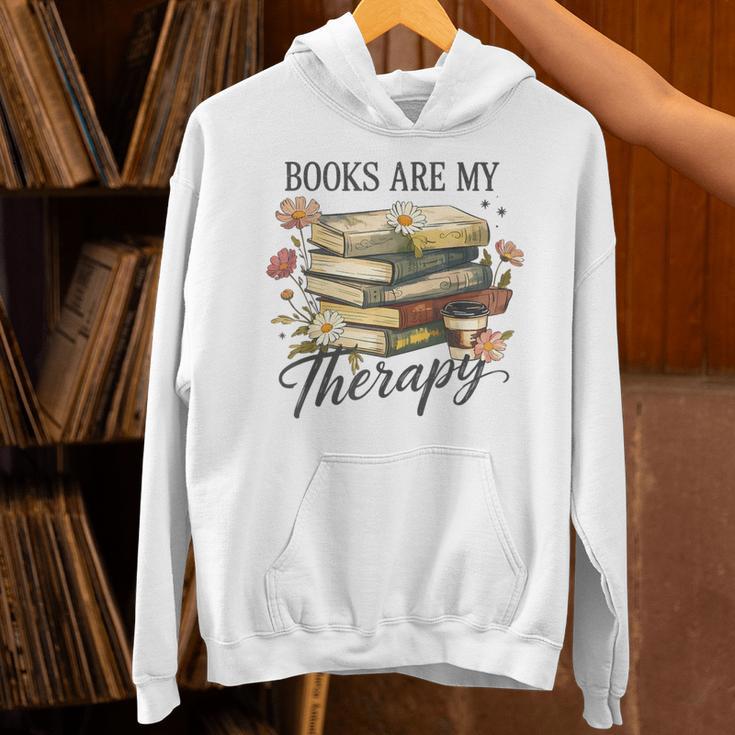 Vintage Floral Books Are My Therapy Book Lover Reading Unisex Hoodie