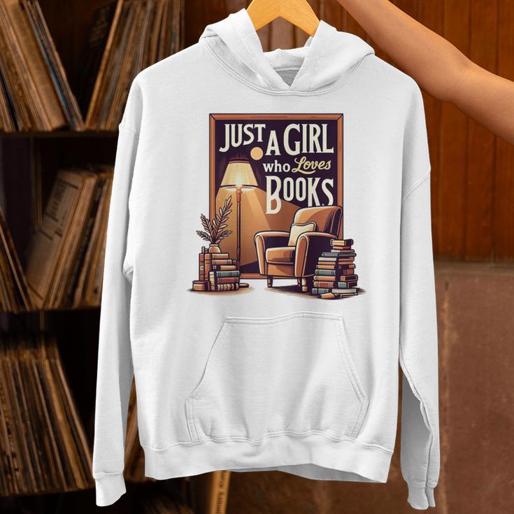 Vintage Just A Girl Who Loves Books Retro Bookworm Reader Unisex Hoodie Vintage Just A Girl Who Loves Books Retro Bookworm Reader Unisex Hoodie