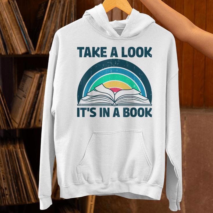 Vintage Retro Style Rainbow Take a Look It's In a Book Read Unisex Hoodie