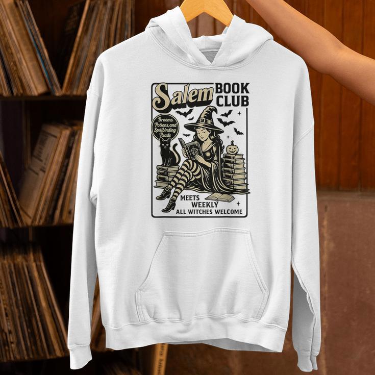 Vintage Salem Book Club Cat Bookish Spooky Halloween Unisex Hoodie