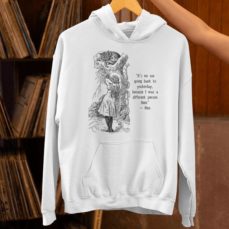 Women's Alice Adventures Wonderland Vintage Book Quote Lewis Carrol Unisex Hoodie