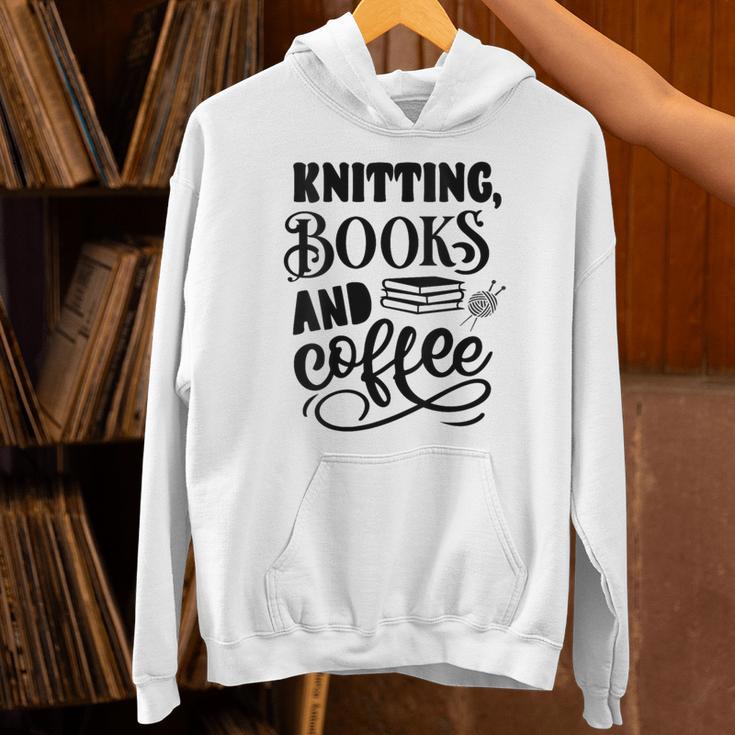 Women's Knitting Books And Coffee Knitter Reader Coffee Lover Unisex Hoodie Women's Knitting Books And Coffee Knitter Reader Coffee Lover Unisex Hoodie