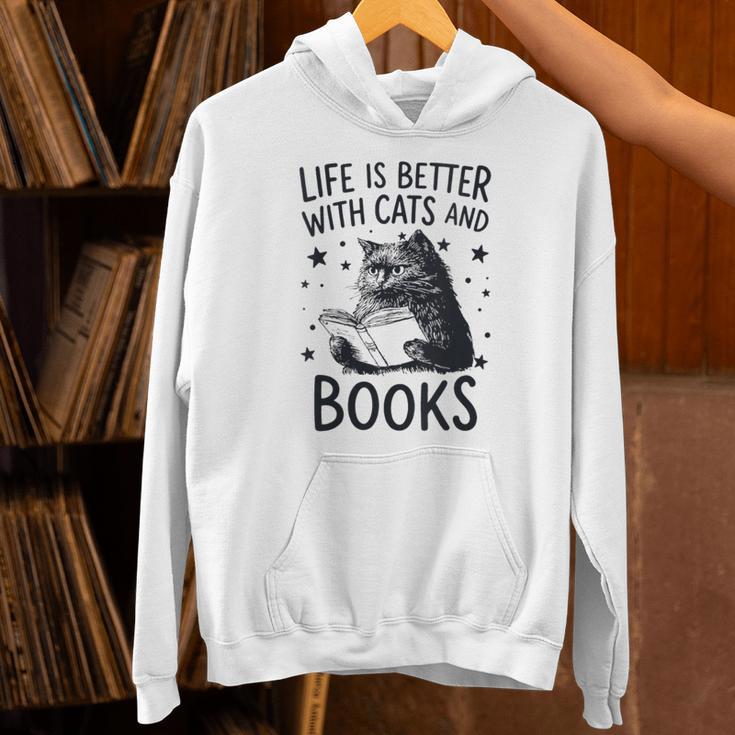 Women's Life Is Better With Cats And Books Cat Unisex Hoodie