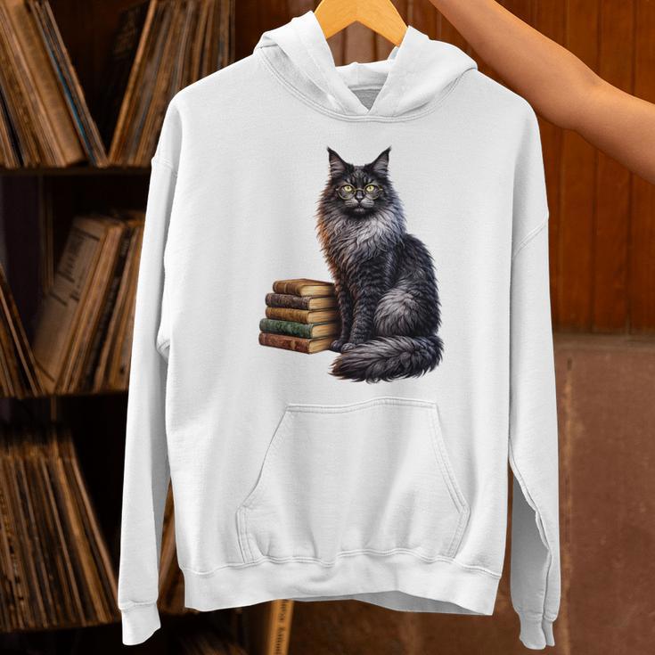 Women's Smokey Maine Coon Cat Book Lover Unisex Hoodie