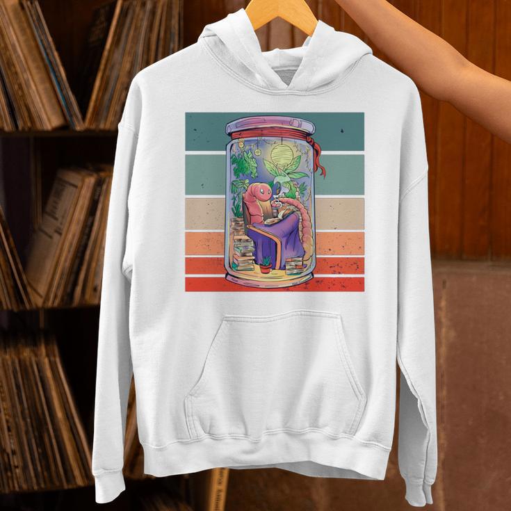 Worm Cozy Reading Books Plants Lamp Relaxation Nature Animal Unisex Hoodie