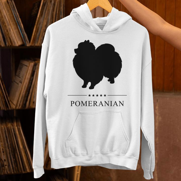 ポメラニアンブラックシルエット 長袖tシャツ パーカー