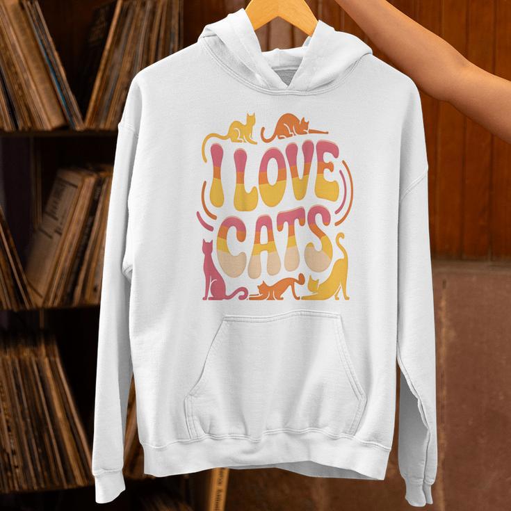 バックプリント 猫好き 引用 おもしろ猫 ミーム I Love Cats パーカー