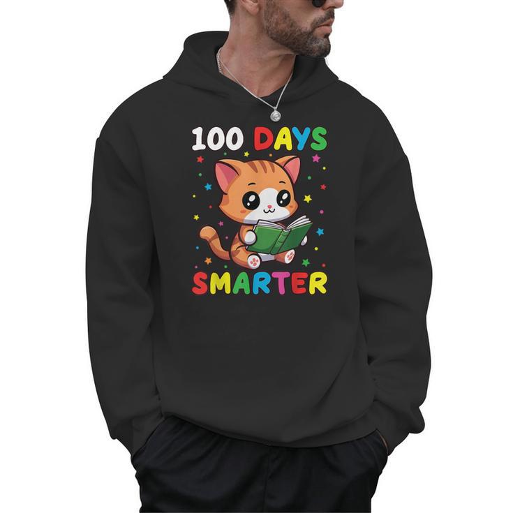 100 Days Smarter Happy Cute Cat Reading A Book Men Hoodie