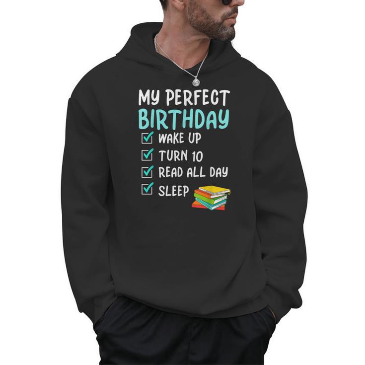 10th Perfect Birthday Reading 10 Years Old Book Lover Men Hoodie