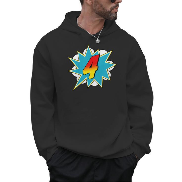 4-4th Birthday Superhero Four Years Old Comic Book Men Hoodie