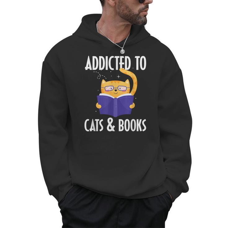 Addicted To Cats And Books Orange Tabby Cat Men Women Kids Men Hoodie