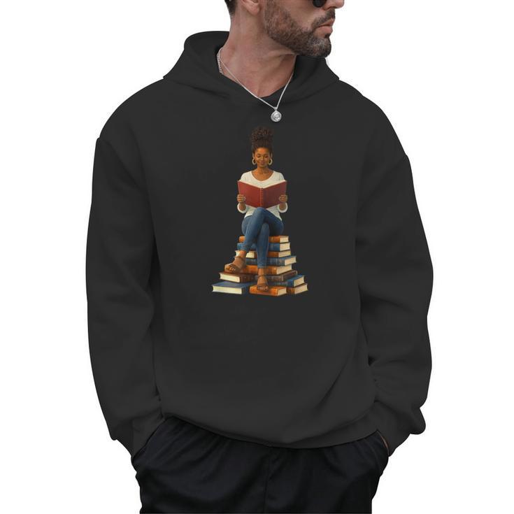 African American Woman Melanin Afro Girl Reading Book Men Hoodie