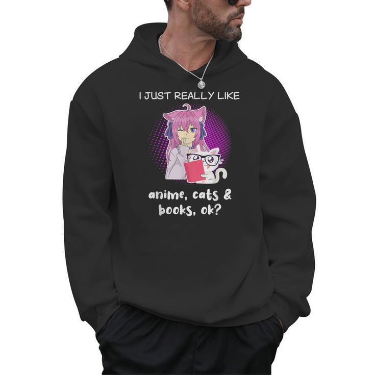 Anime Shirt Cat Lover Book Lover Reading Anime Lover Men Hoodie