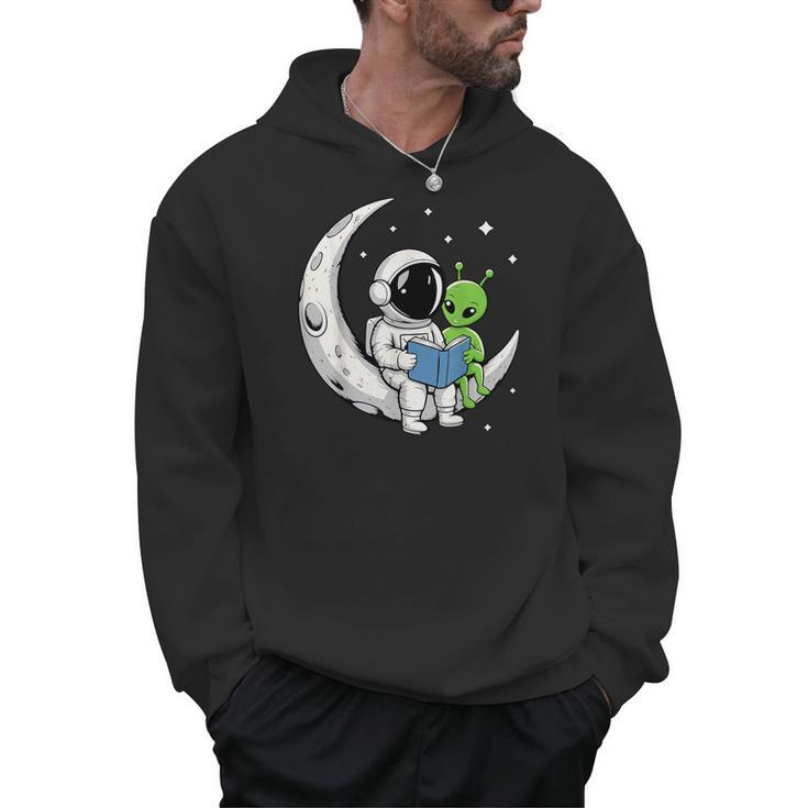 Astronaut Alien Reading Book Moon Space Men Hoodie