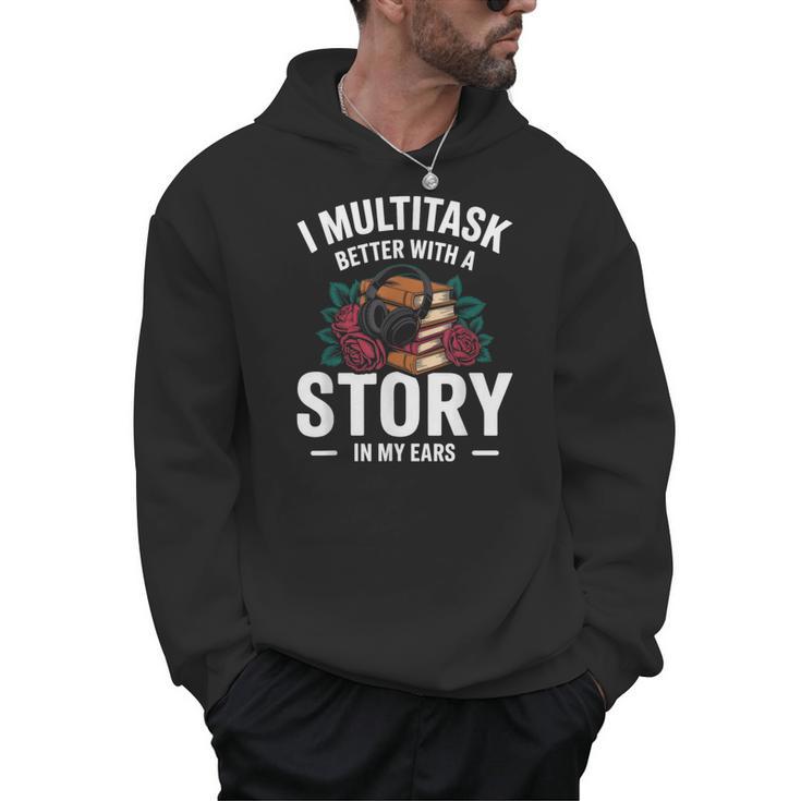 Audiobook Enthusiasts Headphones Flowers Book Club Bookworm Men Hoodie