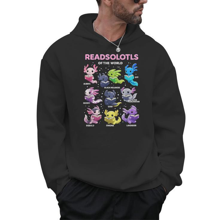 Axolotl Kawaii Readsolotl Of The World Axolotls Read Book Men Hoodie