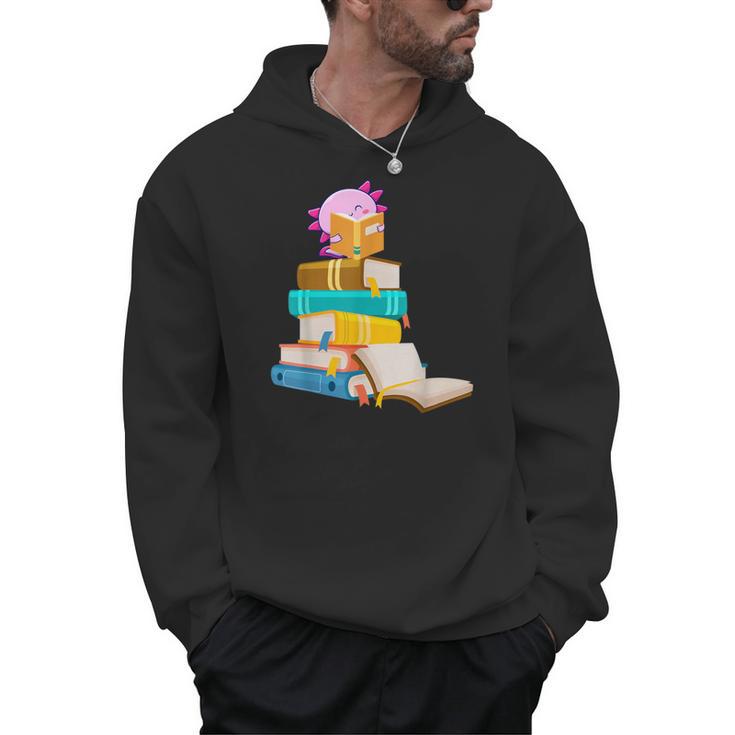 Axolotl Reading Book Bookworm Book Lover Girls Boys Men Hoodie