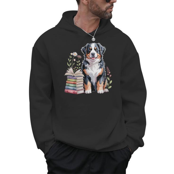 Bernese Mountain Dog Berner Bookworm Flowers Book Reading Men Hoodie