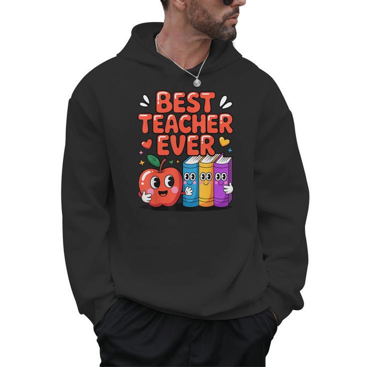 Best Teacher Ever Cute Apple Books School Classroom Vibes Men Hoodie