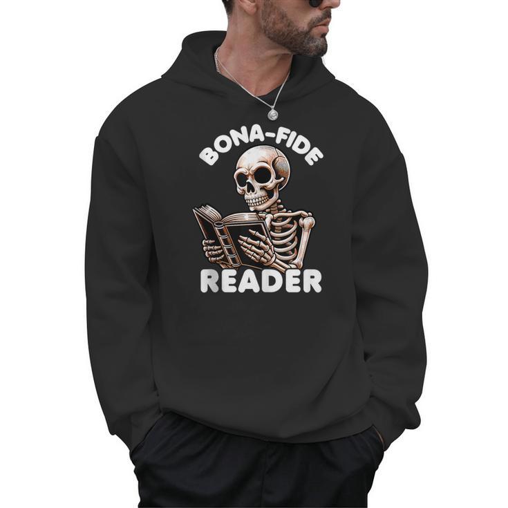 Bonafide Reader Cute Skeleton Reading a Book Lover Bookish Men Hoodie
