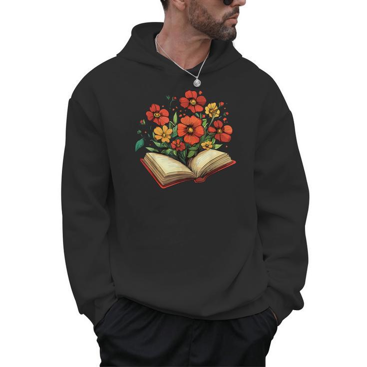 Book With Blooming Flowers Reading Nature Garden Men Hoodie