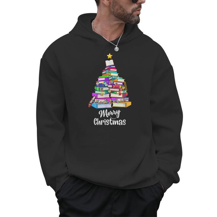 Book Christmas Tree Xmas Lights Librarian Merry Christmas Men Hoodie