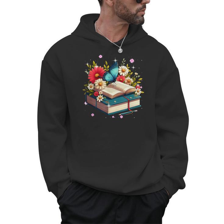 Book Flowers And Butterfly Beautiful Reading Reader Men Hoodie