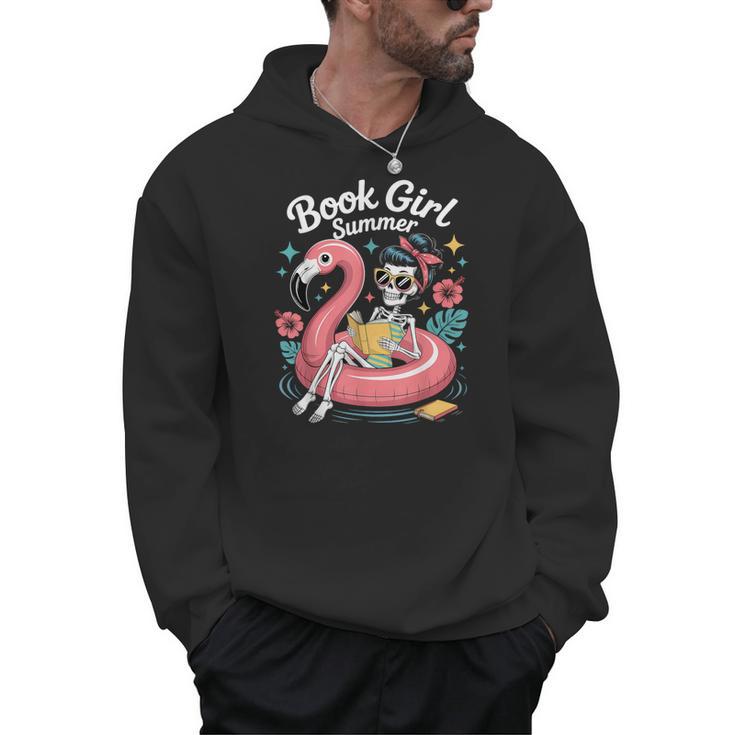 Book Girl Summer Skeleton Reading Books Lovers Beach Men Hoodie