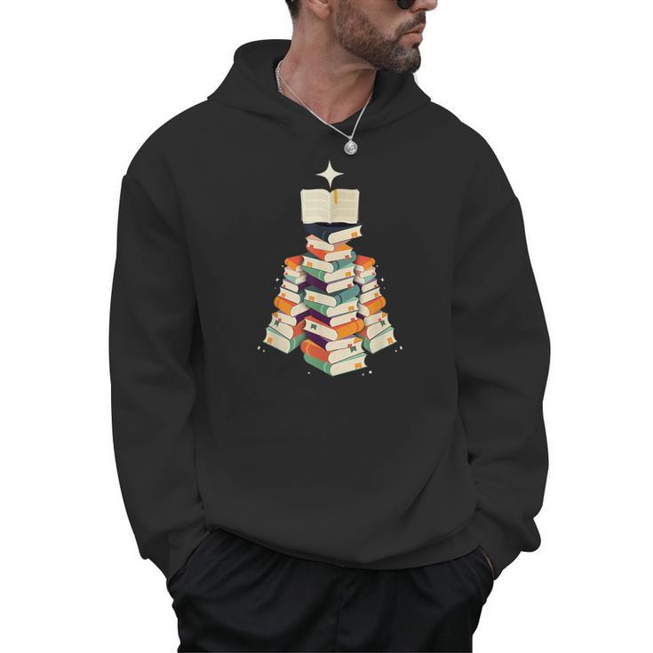 Book Lover Bookworm Librarian Merry Christmas Tree Men Hoodie