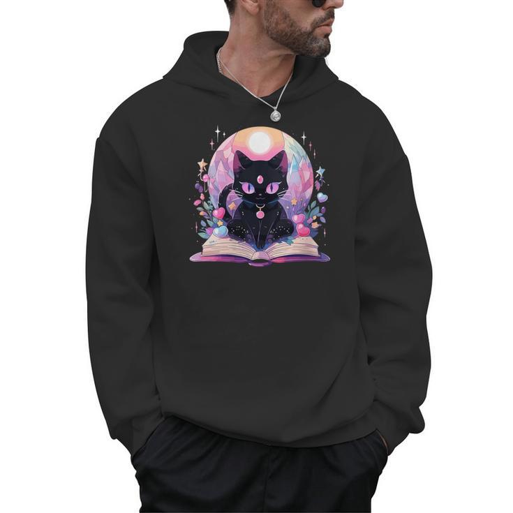 Book Lover Crystal Witchy Cute Cat Kawaii Pastel Goth Men Hoodie