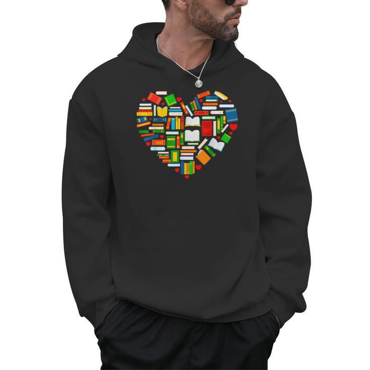 Book Lover Librarian Books Heart Valentine Men Hoodie
