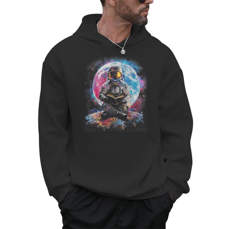 Book Lovers Cool Astronaut Reading Books In Space Kids Men Hoodie