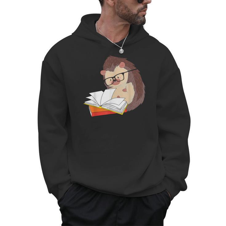 Book Reading Bookworm Forest Animal Wildlife Cute Hedgehog Men Hoodie