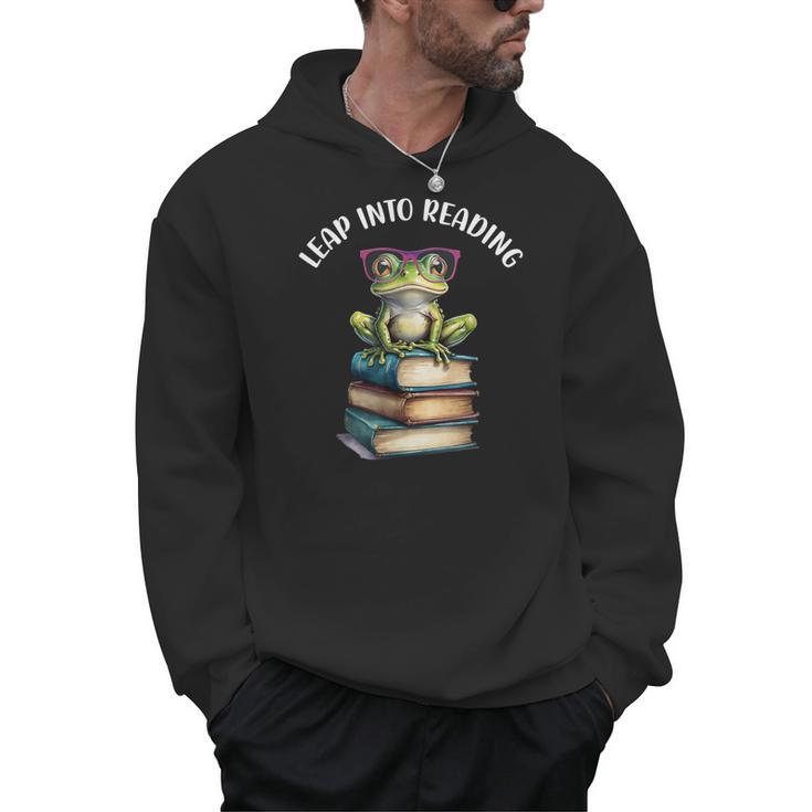 Book Reading Cute Frog Leap Into Reading Men Hoodie
