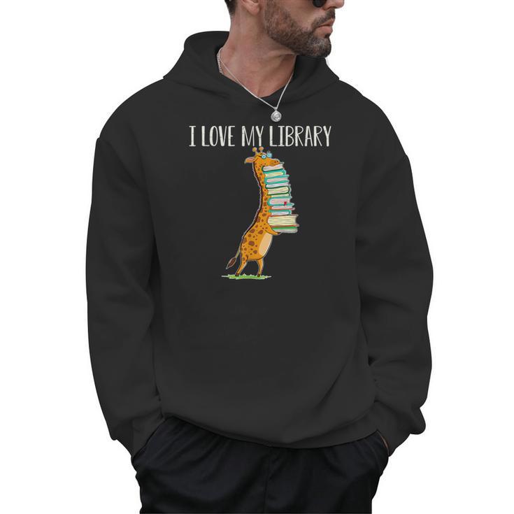 Book Reading Giraffe I Love My Library Men Hoodie
