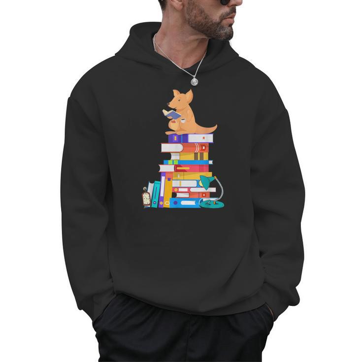 Book Reading Kangaroo Tea Coffee Kawaii Bookworm Men Hoodie