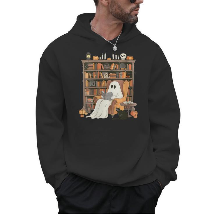 Bookish Ghost Haunted Library Cat Bookworm Book Lover Men Hoodie