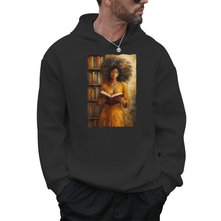 Bookish Melanin Afro Girl Reading Book Bookstore Woman Men Hoodie