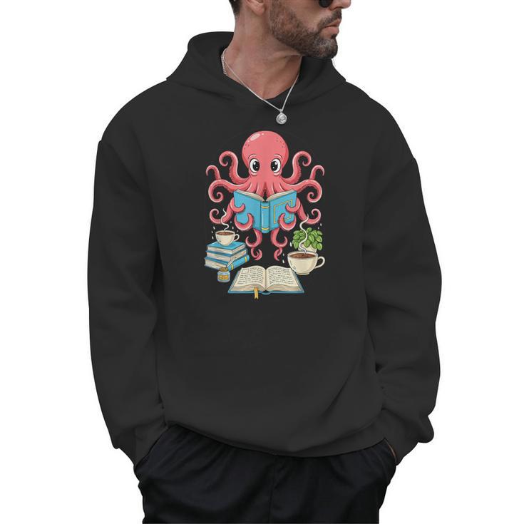 Bookish Octopus Reading Books And Coffee Literary Lover Art Men Hoodie