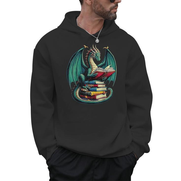 Books Dragon Reading Book Lover Men Hoodie