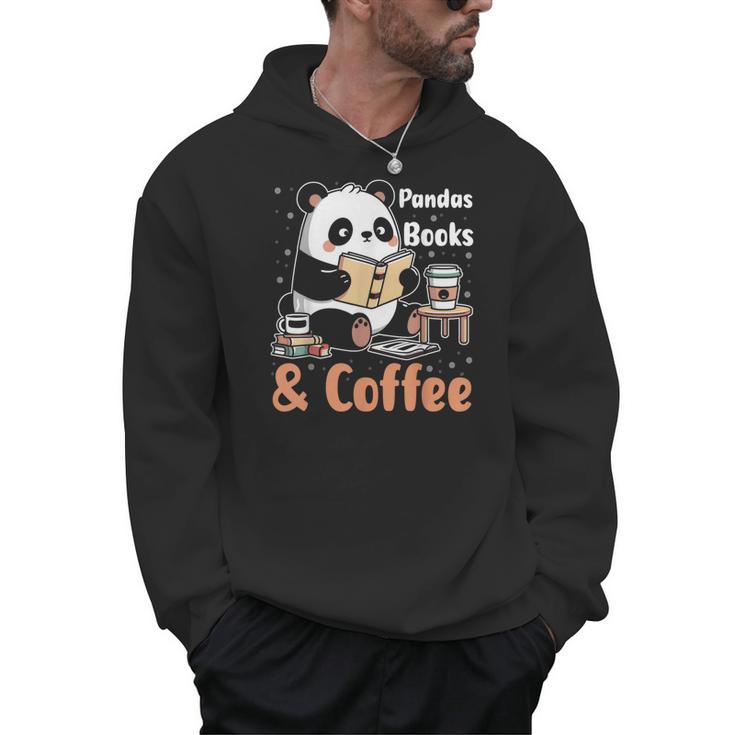 Books Reading Reader Panda Panda Books And Coffee Men Hoodie