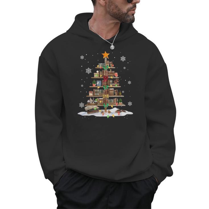 Bookshelf Christmas Tree Books For Book Lovers And Librarian Men Hoodie