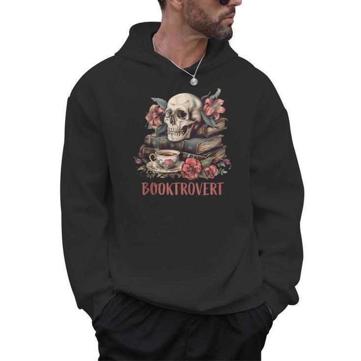 Booktrovert Skull Books Tea Flower Gothic Bookworm Bookish Men Hoodie