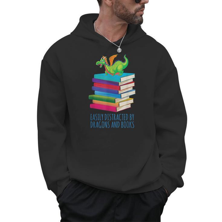 Bookworm Easily Distracted By Dragons And Books Reader Men Hoodie