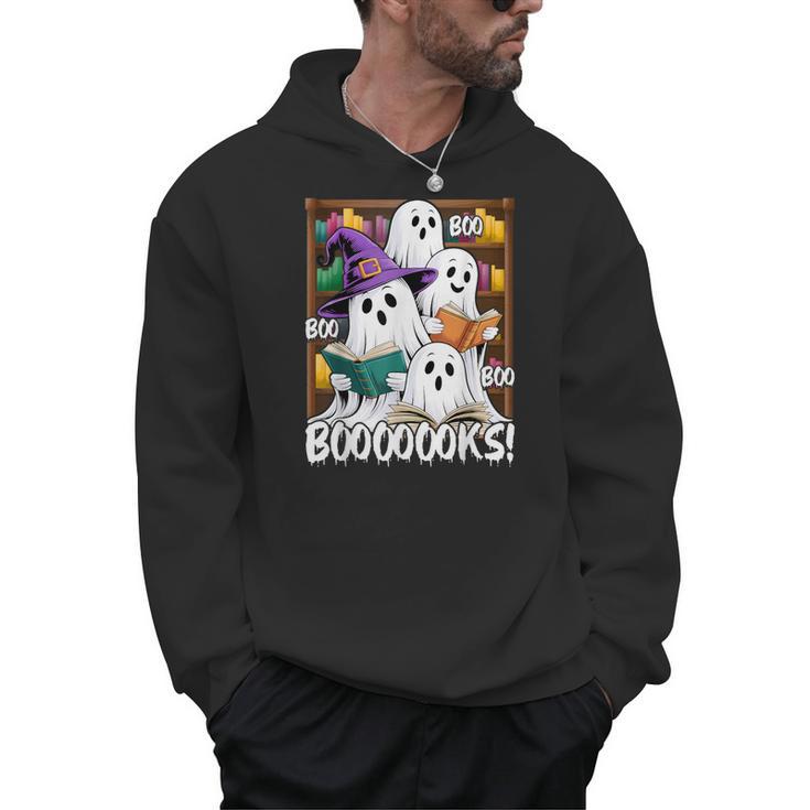 Boooks Ghosts Reading Book Retro Halloween Teacher Librarian Men Hoodie