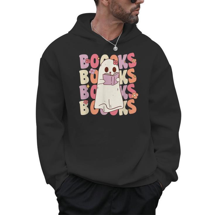 Boooks Halloween Ghost Pun Boo Books Groovy Ghost Men Hoodie